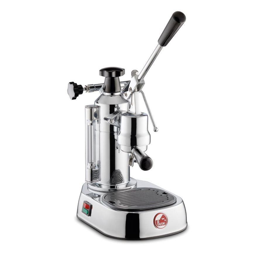 La Pavoni Lever Coffee Machine in silver side view