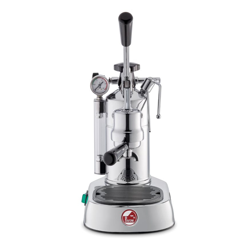 La Pavoni Lever Coffee Machine in silver front view