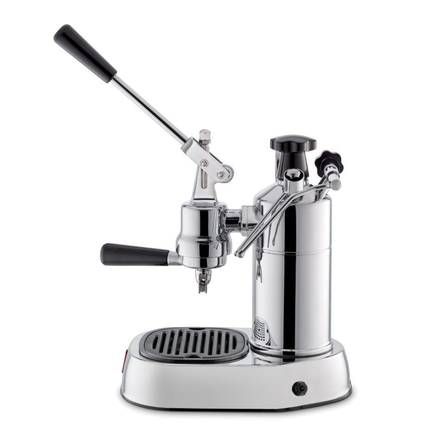 La Pavoni Lever Coffee Machine in silver side view