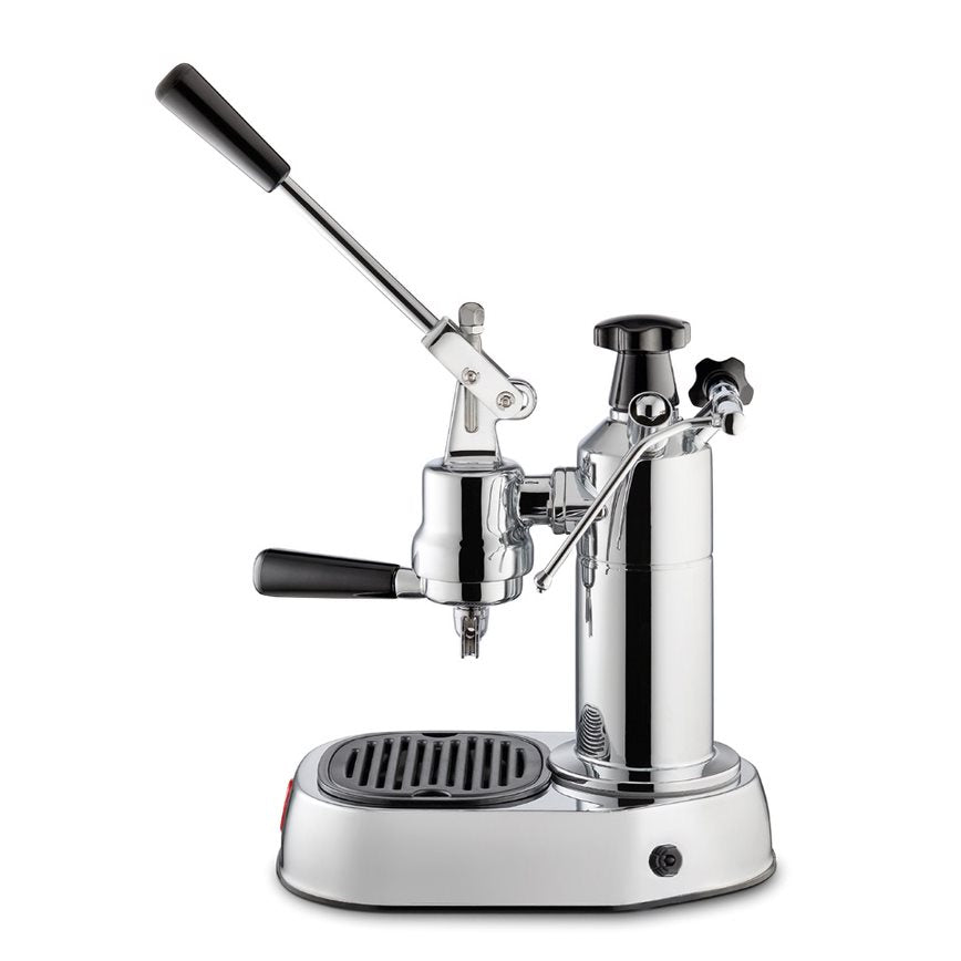 La Pavoni Lever Coffee Machine in silver side view