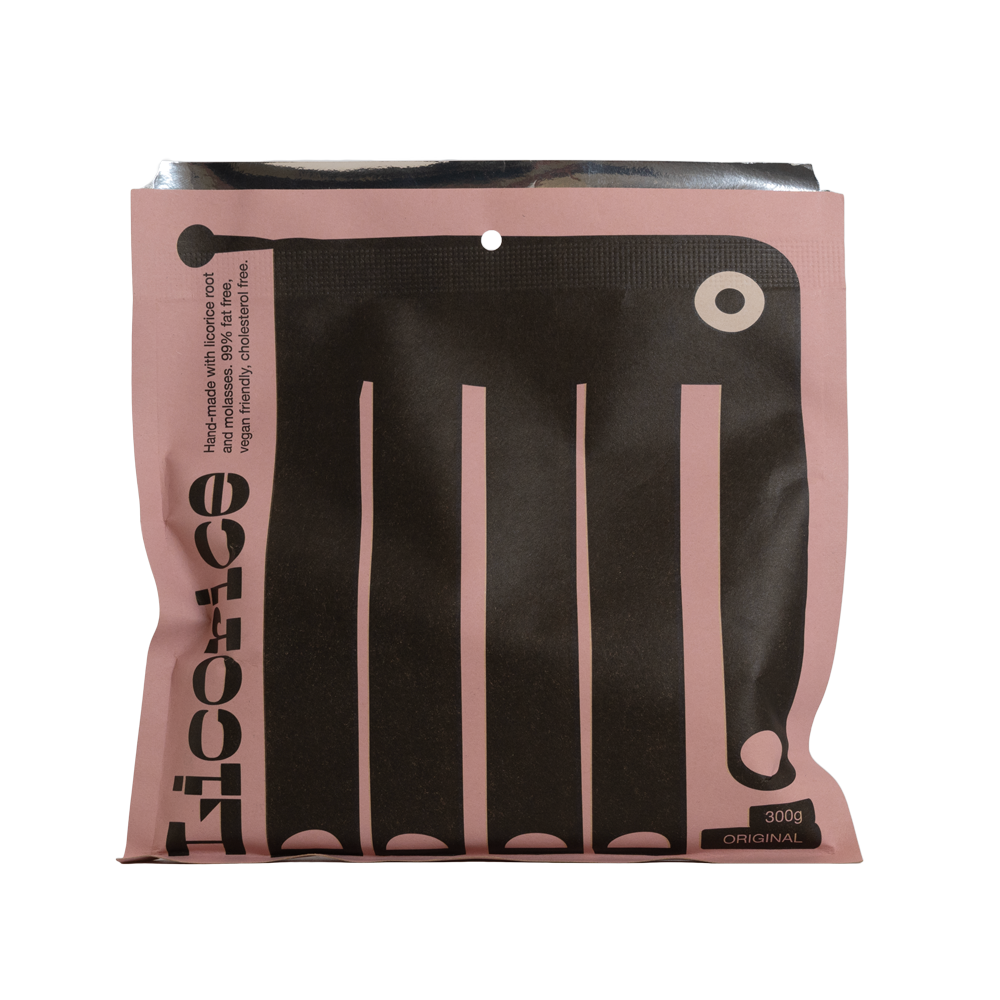 Plain Molasses liquorice in pink packet 300 grams